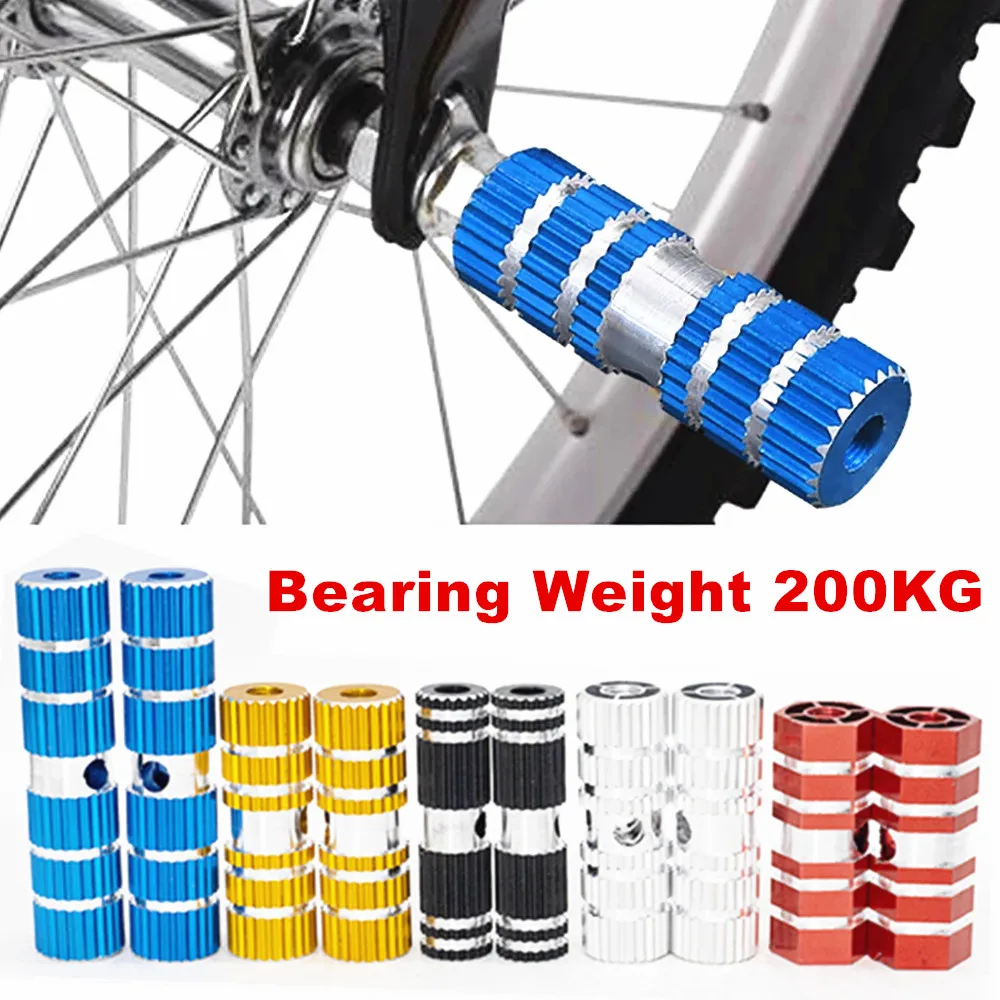 1 Pair Bike Pedals Axle Foot Rest Pegs Anti-Slip Aluminum Alloy BMX Mountain Road Cycling Bicycle Front Rear Socle Pedal