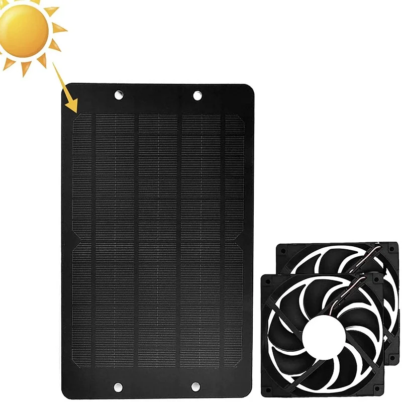 

10W Solar Panel Kit 10W 12V Waterproof Solar Powered Fan Kit Dual Fan Ventilator For Small Chicken Coops Greenhouses Sheds Pet