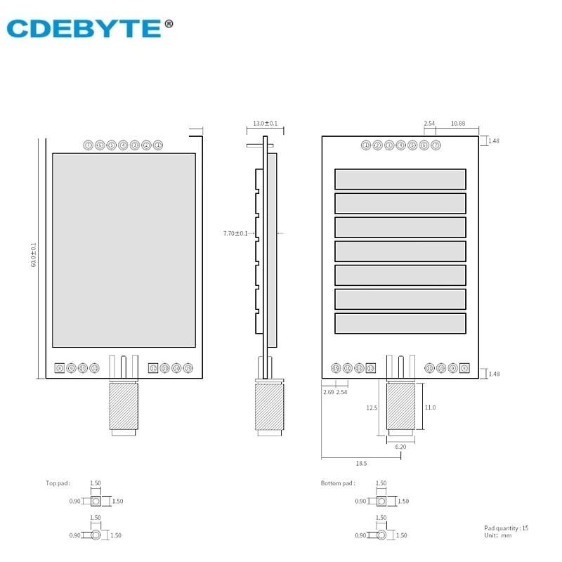 Wireless Module CDEBYTE E62-433T30D 433Mhz Full Duplex FHSS UART 30dBm Long Distance Wireless Transmitter And Receiver Module