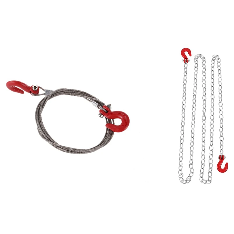 

1 Pcs 1:10 RC Crawler Accessories Tow Chain & 1 Pcs 1/10 RC Car Crawler Steel Tow Rope With Hooks