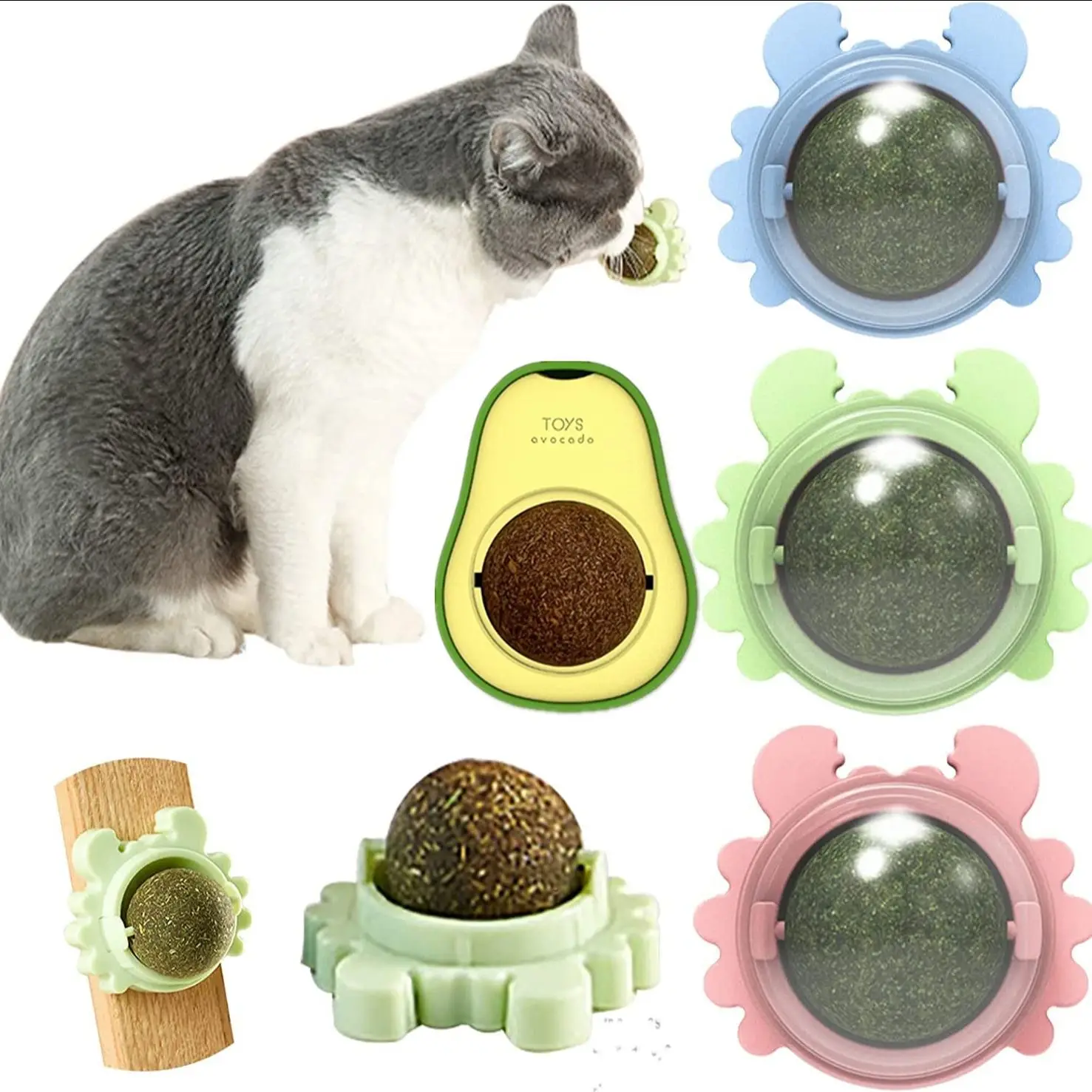 

Natural Catnip Rotating Interactive Cat Toy Ball Natural 360 Rotation Cat Chewing Toy for Teeth Licking Snacks Pet Supplies