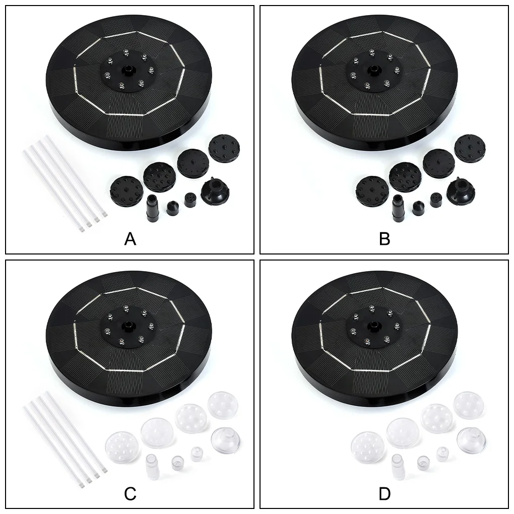 

Breathing Light Swimming Pool Solar 3 5W Fountain Birdbath Pond Submersible Water Sprinkler Black without Stick