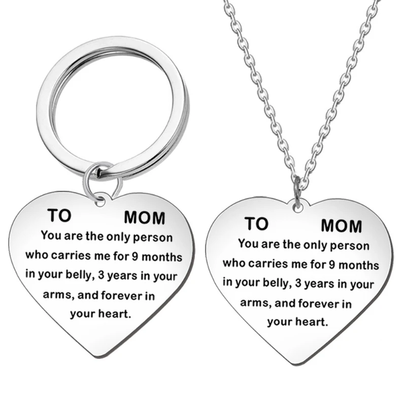 

Stainless Steel Heart-shaped Necklace Key Chain Mother's Day Gift