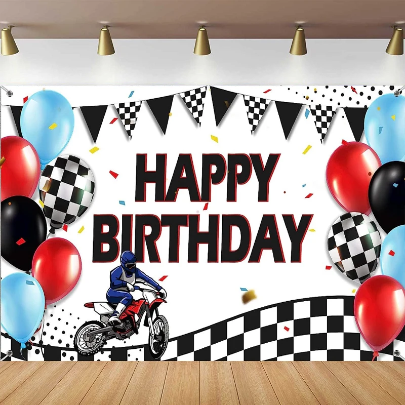 

Photography Backdrop Banner Motocross Dirt Bike Racing Themed Birthday Party Decor Background Poster Supplies For Kids Boys