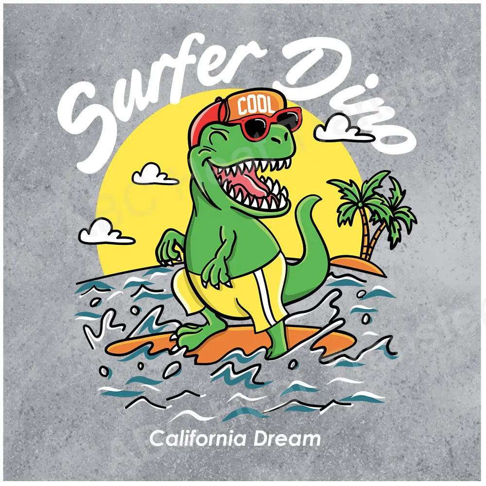 

Surfer Dino Patch Iron On Transfer For Clothing Printing Thermal Stickers Heat Transfer For Diy Boy Clothes Iron On Patches
