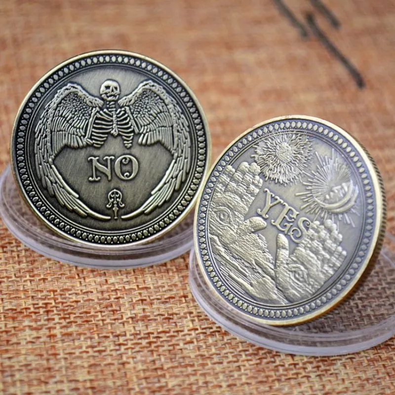 Yes or No Prediction Decision Coin Gothic Double Sided Relief Plating Commemorative Coins Creative Skull Divination Collectibles