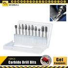 10 шт. карбид вольфрама сверла для металла burr tungstenio burs cnc фреза dremel мини конусные сверла набор ferramentas