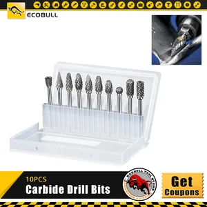 10 шт. карбид вольфрама сверла для металла burr tungstenio burs cnc фреза dremel мини конусные сверла набор ferramentas