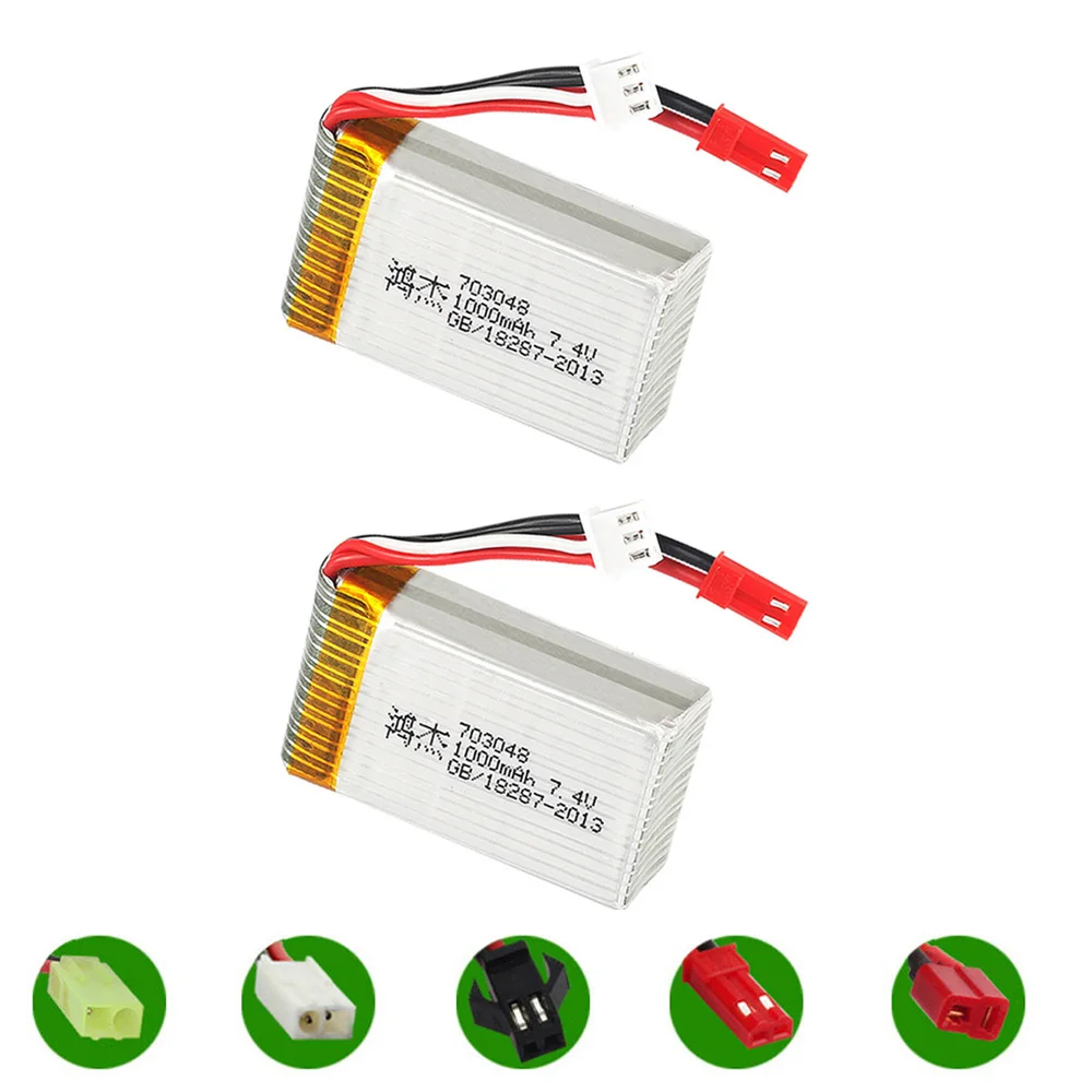 2 шт./лот 7,4 В 1000 мАч 703048 Lipo аккумулятор для MJXRC X600 U829A U829X X600 F46 X601H JXD391 FT007 RC Дрон 7,4 В RC игрушечный аккумулятор