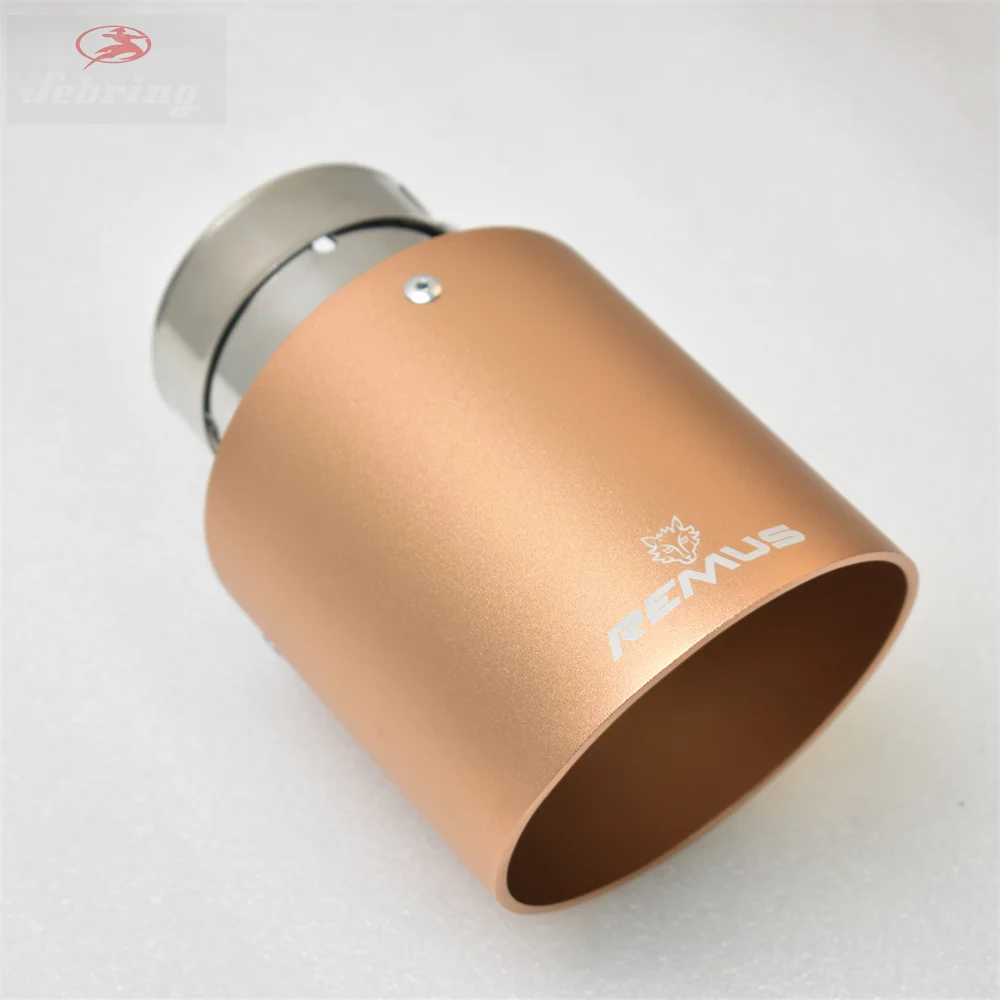 

REMUS1pcs AluminumAlloy Matte Gold Auto Stainless Steel Car Accessories Muffler Tip Exhaust System Pipe Universal Nozzle h7 A3