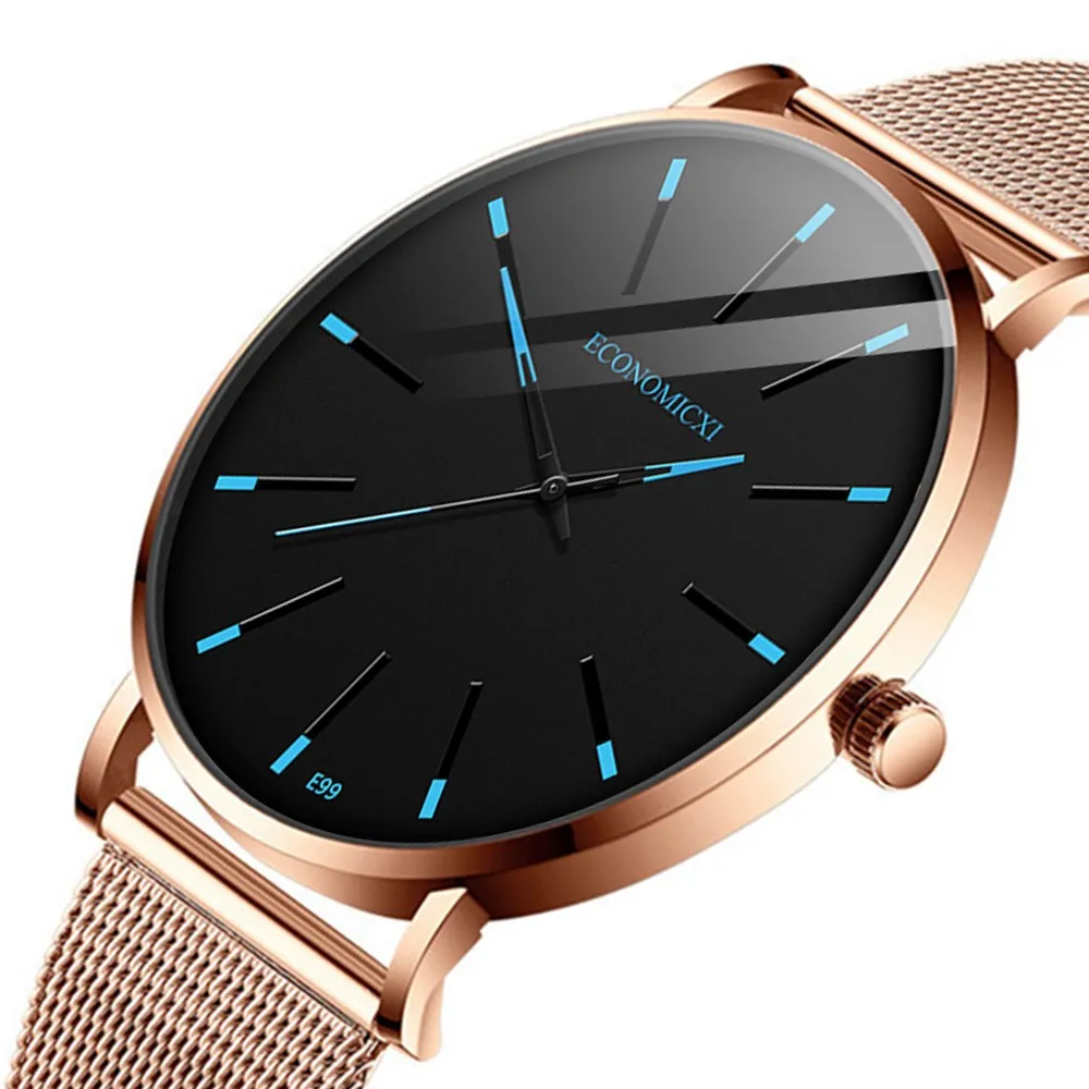 

Fashion Minimalist Quartz Watches Elegant Clock Stainless Steel Strap Luminous Stopwatch Dial Clock ساعات يد مقاومة للماء