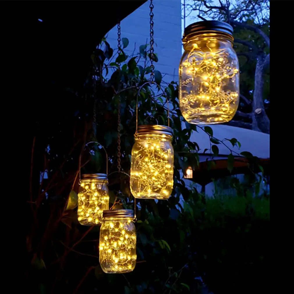 Solar Mason Jar Lamp Decoration Lantern Courtyard Wave Bottle Light Used Anywhere Indoors Or Out Bendable Weatherproof