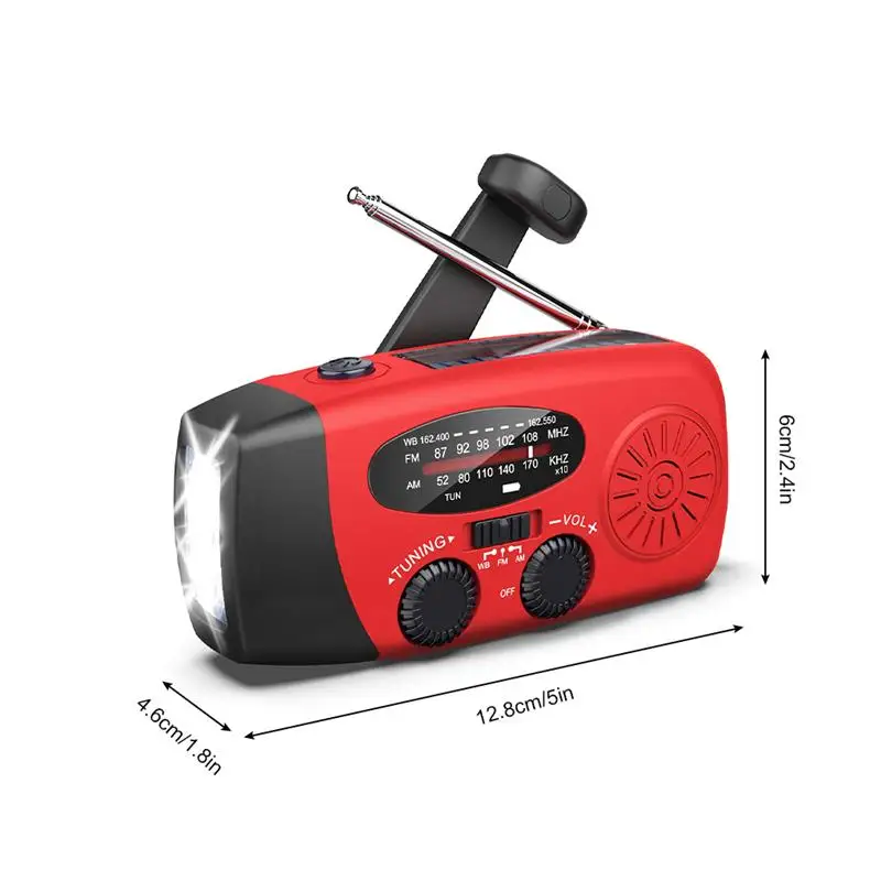 weather radio telescopic antenna hand crank solar rechargeable ipx3 outdoor led flashlight speaker emergency phone charger free global shipping