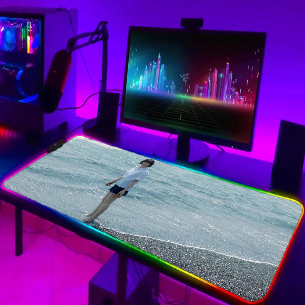 1 шт. Hanni Hot Kpop N-NewJeans XXL RGB игровые коврики для мыши HD Black аксессуары геймеров большой