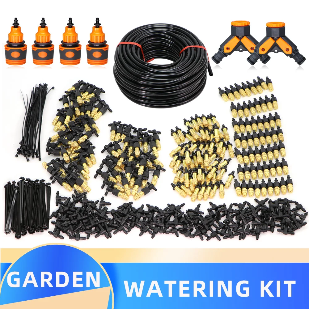

Садовая оросительная система для наружного орошения, 30-50 м, система охлаждения, полив 1/4 дюйма, латунные форсунки-распылители, шланг 4/7 мм, те...
