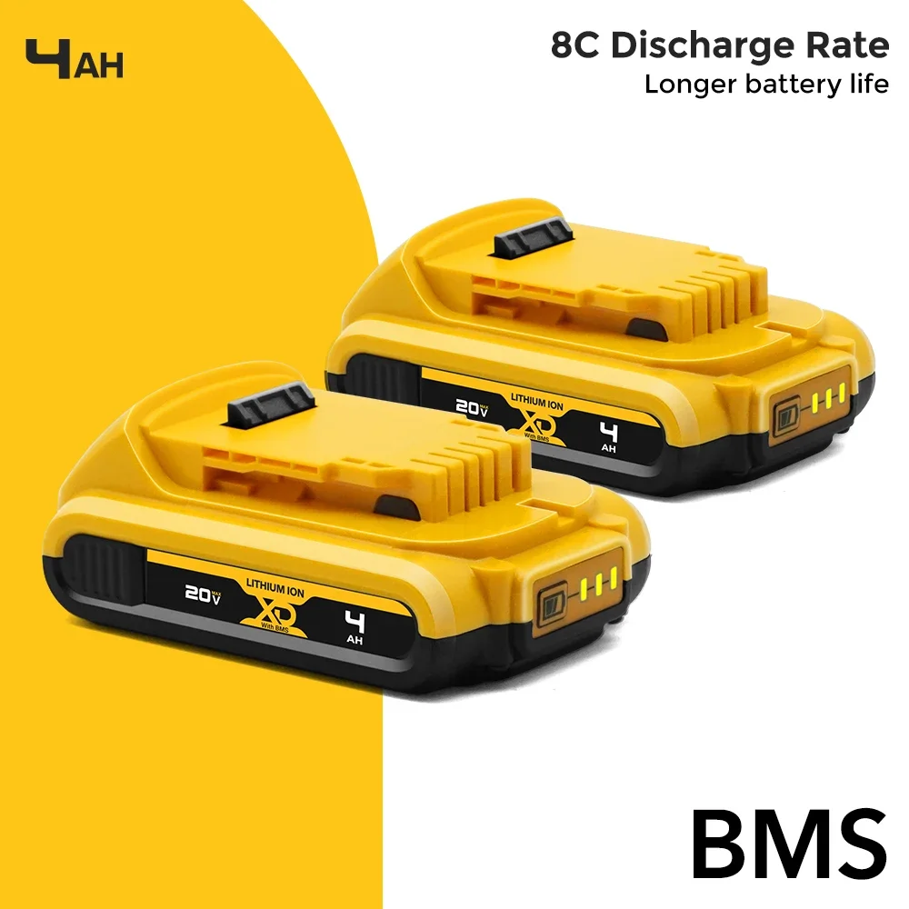 Новый сменный литиевый аккумулятор DCB200 20 В 4 Ач/6 Ач/12 Ач для Dewalt 18 DCB180 DCB181 DCB182 DCB184