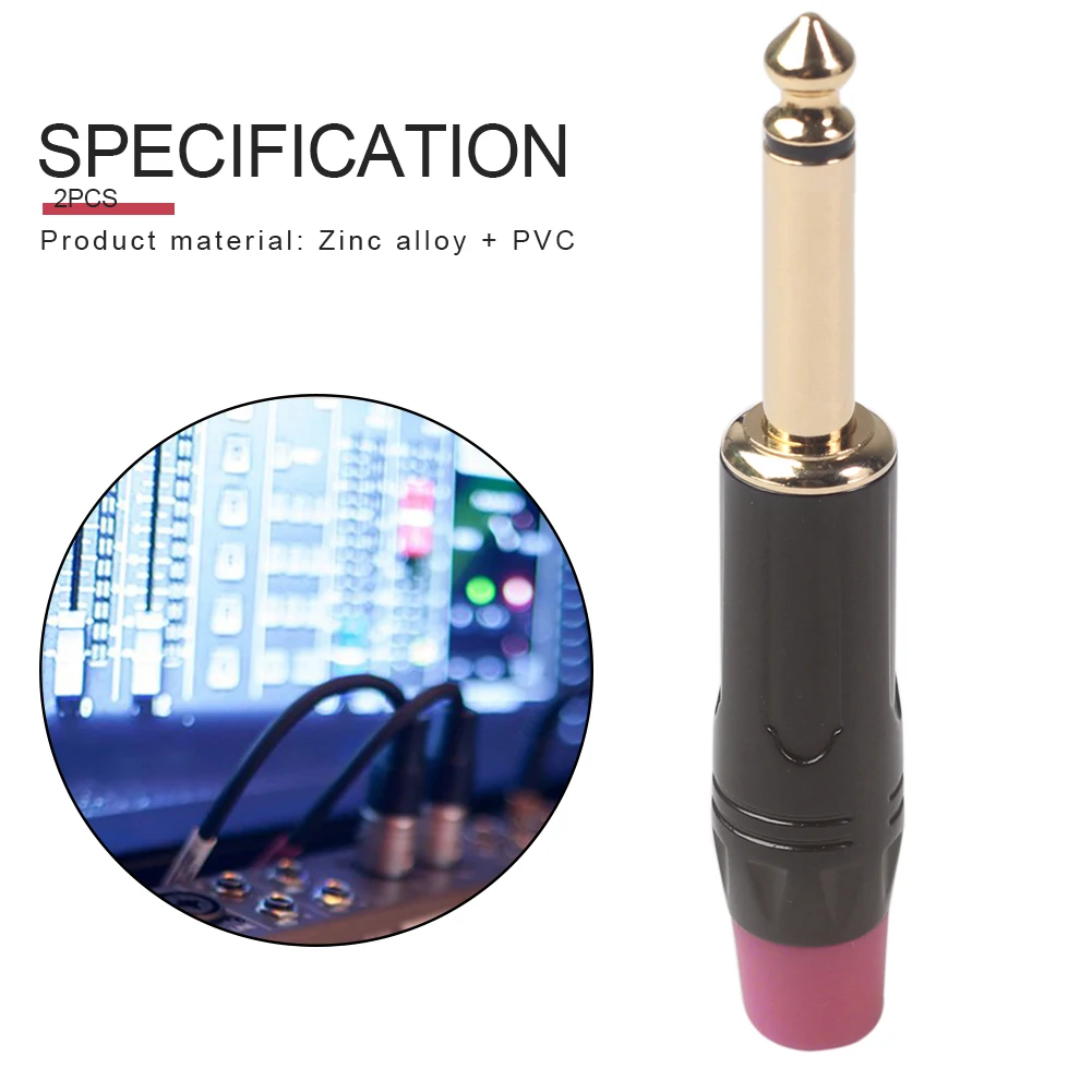 

Speaker Wire Connector 2x 6.35mm Microphone Jack Gold-plated Stereo Male Plugs Adapter Plug Speaker Terminal