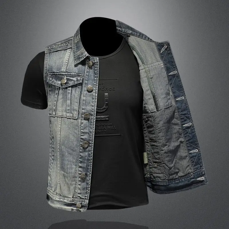 Джинсовая куртка для мужчин винтажная модная уличная одежда Джерси езды на