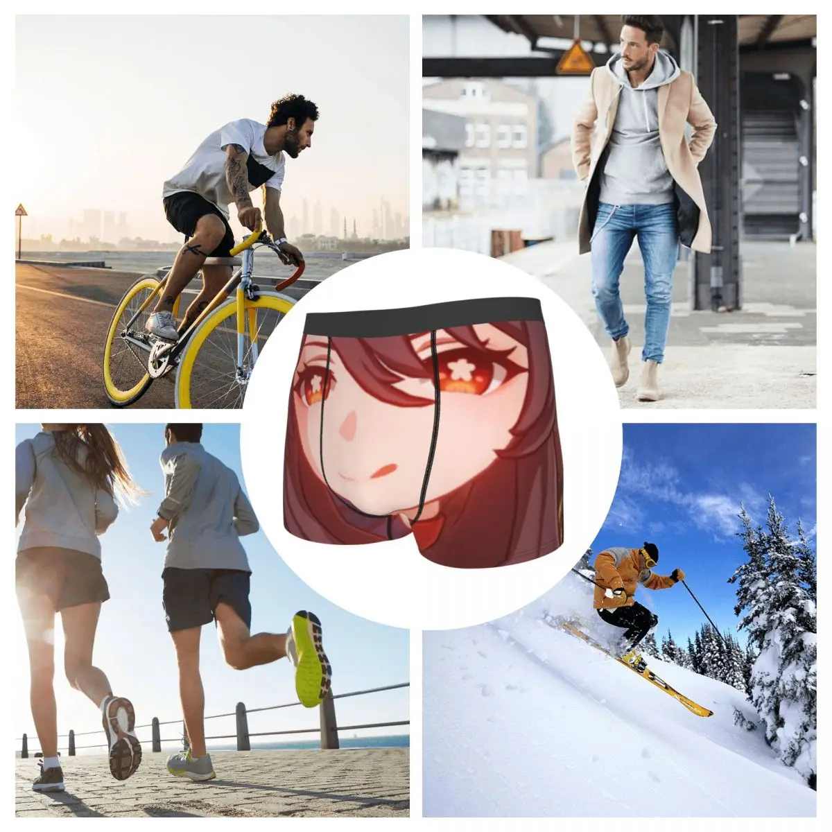 Сексуальные трусы-боксеры мужские трусы Hu Tao игровое нижнее белье детское Genshin