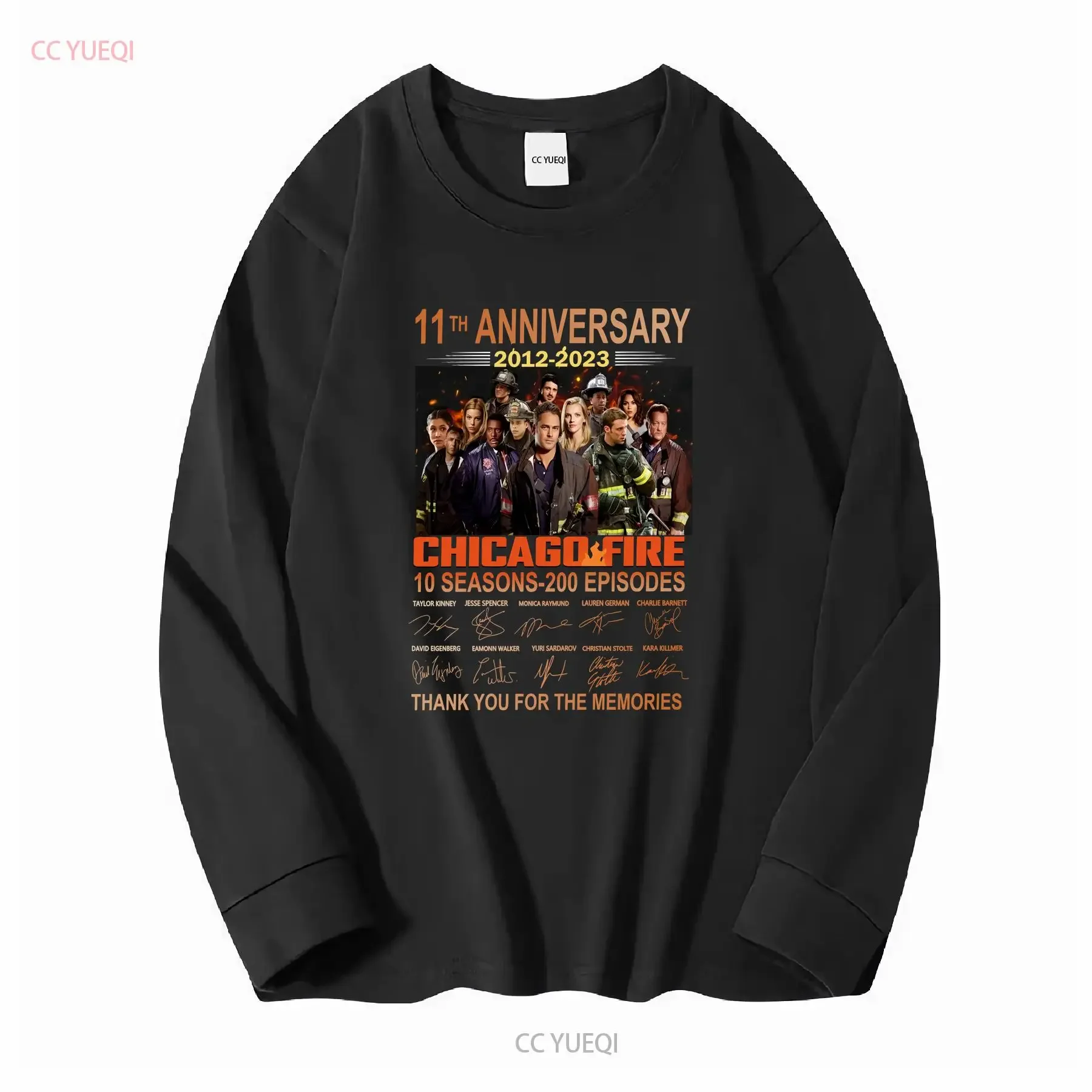 Фото Футболка Chicago Fire Anniversary Movie DepartmenT, мужская модная футболка «Спасибо за воспоминания», винтажная стираная мягкая унисекс, мужская повседневная футболка №3
