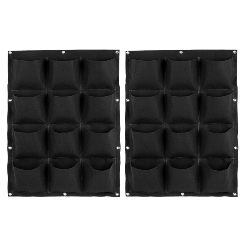 

Лидер продаж, 2 шт., Карманный Настенный фетровый мешок для растений в доме и на улице, горшок для трав, 12 карманов, черный