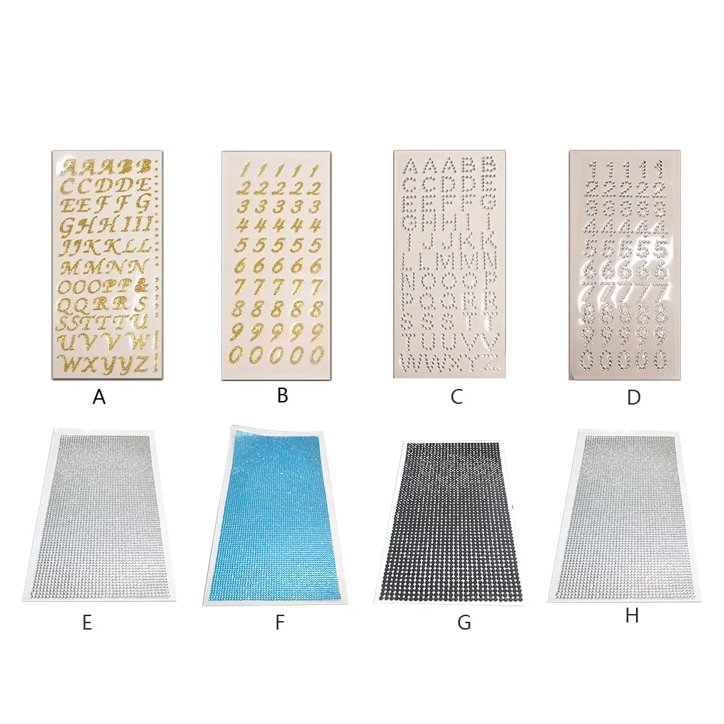 

10 Sheets English Letters Sticker Numbers Decals Acrylic Label Diary Scrapbooking Phone Computer Gold Pink Letters