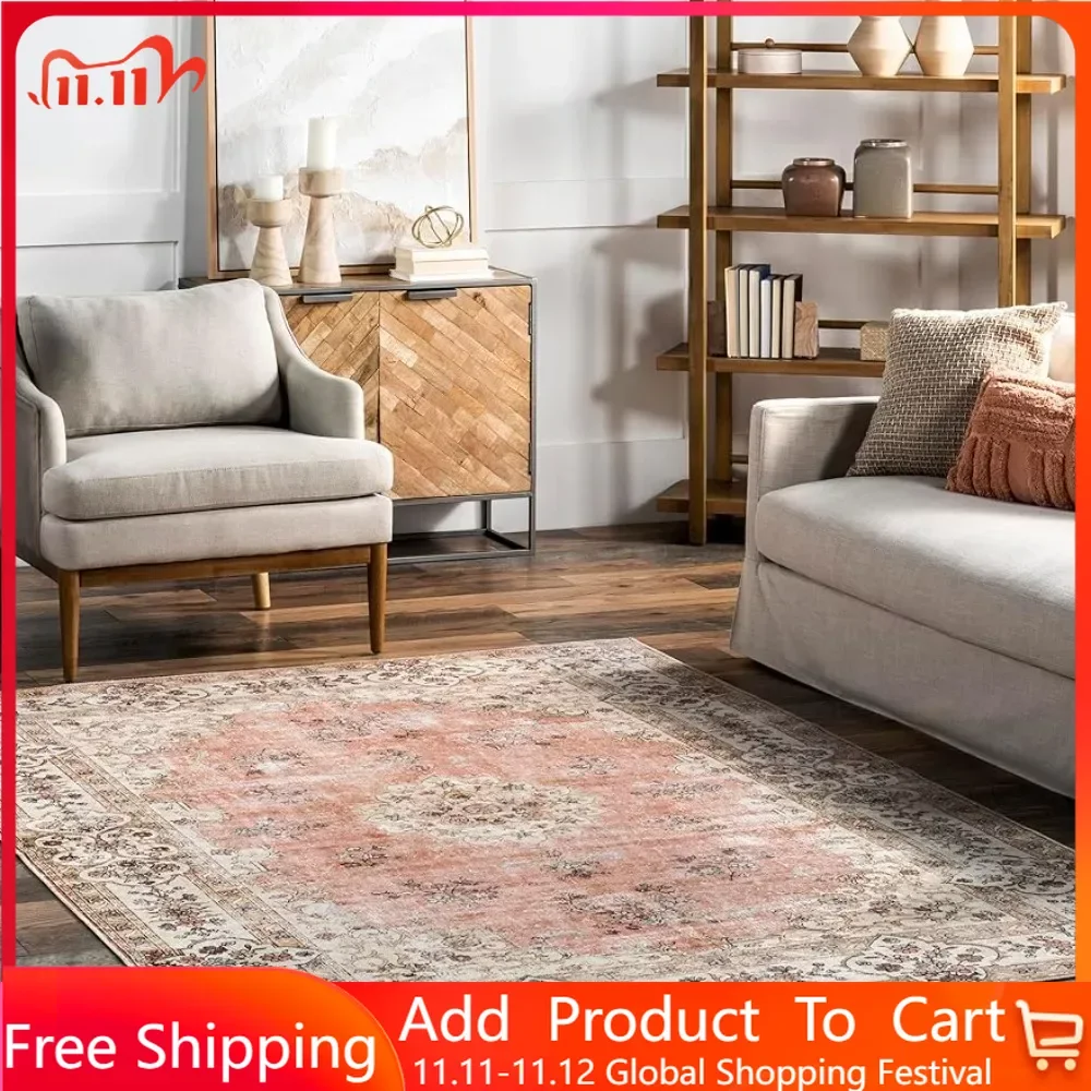 

Ковер для комнат спальня Бесплатная доставка ковер Декор для гостиной винтажный цветочный коврик для стиральной машины 5 'X 8' персиковые ковры