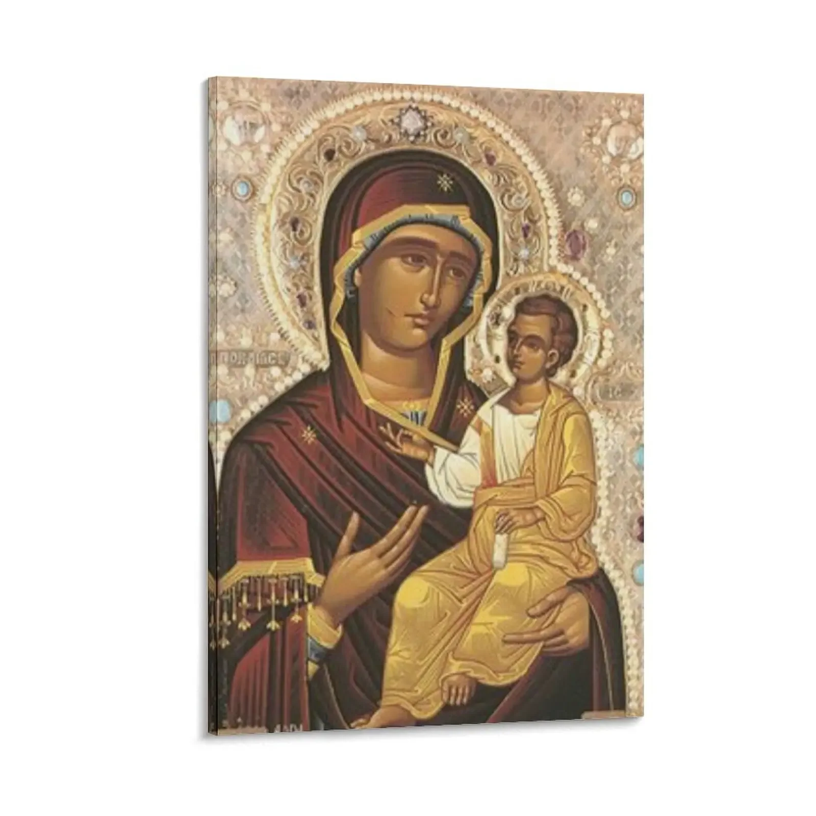 Дева Мария и Малыш Иисус: Иверон Теокоз Холст Картина постеры для стены японский
