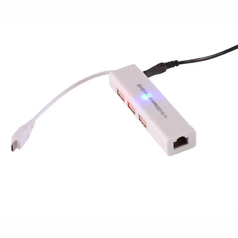 Адаптер Micro USB для сетевой локальной сети Ethernet RJ45 3 порта 2 0 адаптер концентратора -