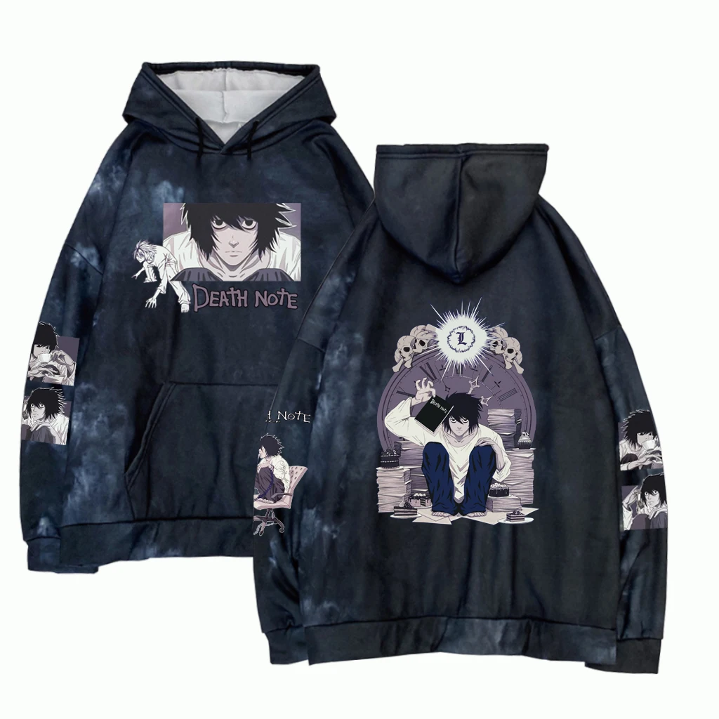 

Anime Tie-Dye Hoodie Death Note Pullovers Tops Long Sleeves Hoodie Male Clothes