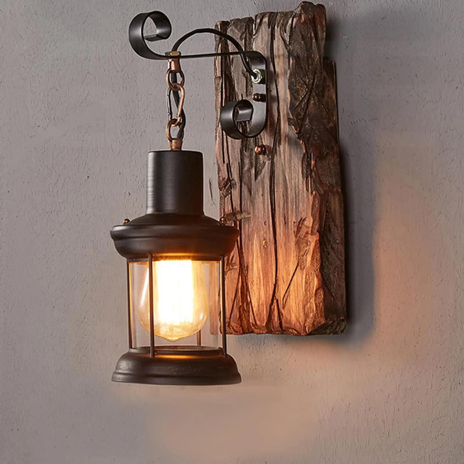 

Single Head Industrial Wood Wall Sconce 27 Decorate Shade for Loft Corridor Hallway