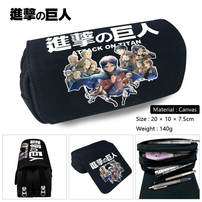 

Attack on Titan Anime Stationery Box Pencil Case School Students Office Pen Zipper Bag Portable School Supplies Pen Bags