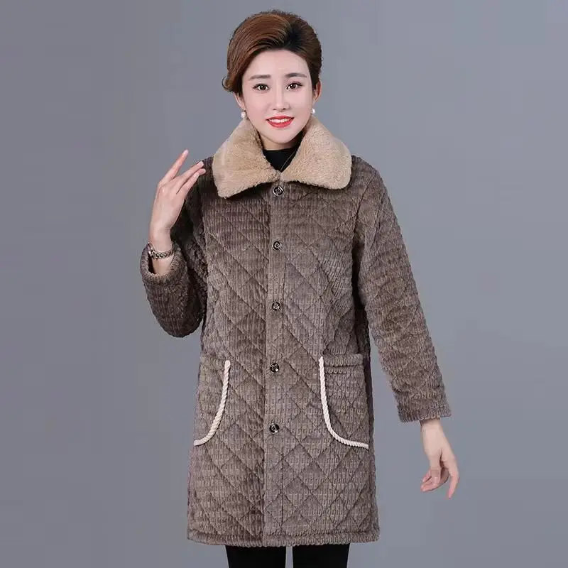 New Winter Coat for Women Parkas Jackets Corduroy Cotton Jacket Thickening Plush Warm Korean Fashion Snow Coats