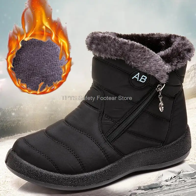 

Женские зимние ботинки на толстом плюше, модные зимние ботильоны 2023, водонепроницаемые Нескользящие женские теплые ботинки с хлопковой подкладкой, обувь для мам, Новинка