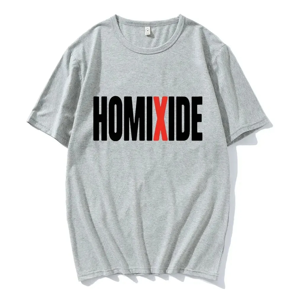 Фото Футболка Rapper HOMIXIDE с графическим принтом для мужчин и женщин, хлопковая футболка с коротким рукавом, модная футболка в стиле хип-хоп 2024, футболки большого размера, одежда №3