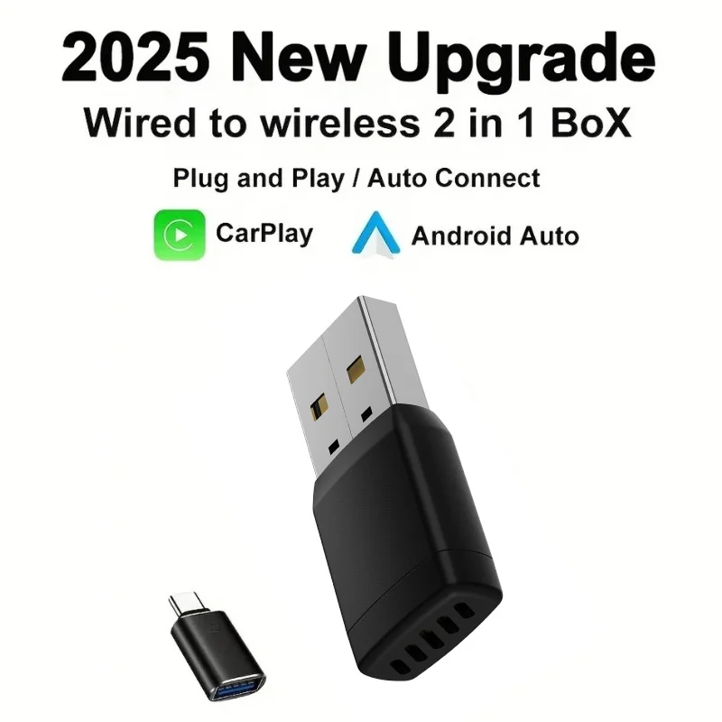 

Беспроводной Адаптер 2-в-1 CarPlay Android Auto AI Box Для Штатной Навигационной Системы — Автомобильный Адаптер Plug And Play