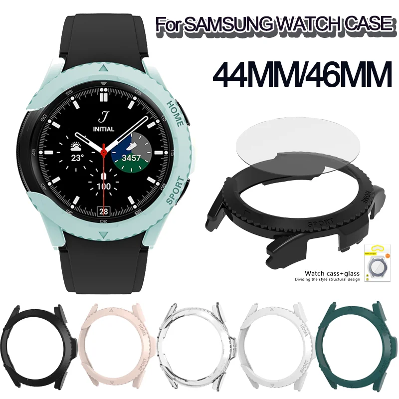 

2 in 1 Shockproof Watch Case for Samsung Galaxy Watch 4 Classic 42mm 46mm PC protection cover Accessories with Tempered Glass