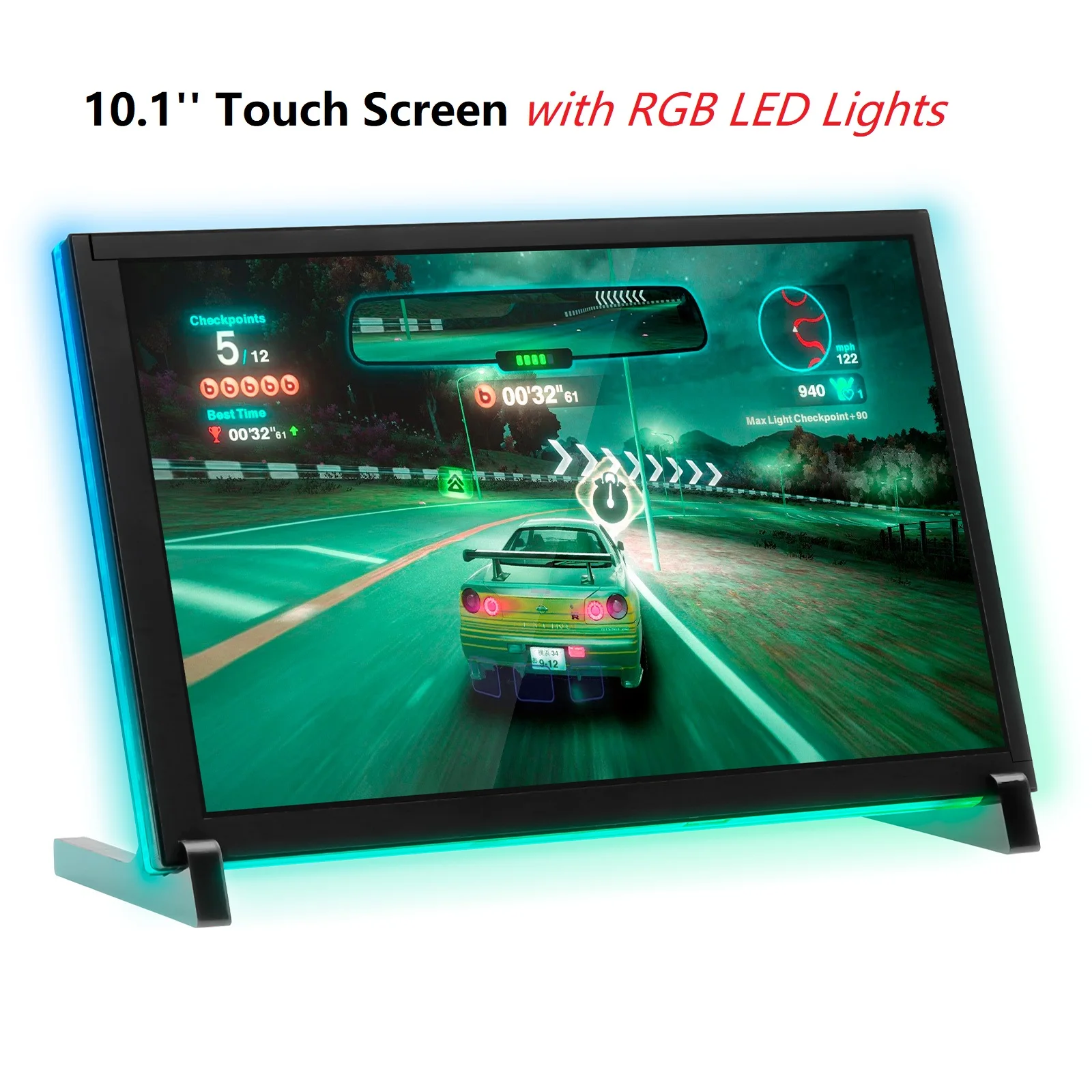 10.1'' Touch Screen with RGB LED Lights,RGB Lights Switch,19 Scene Modes,Backlight Control, 1280*800,for Raspberry Pi 3B/3B+/4B