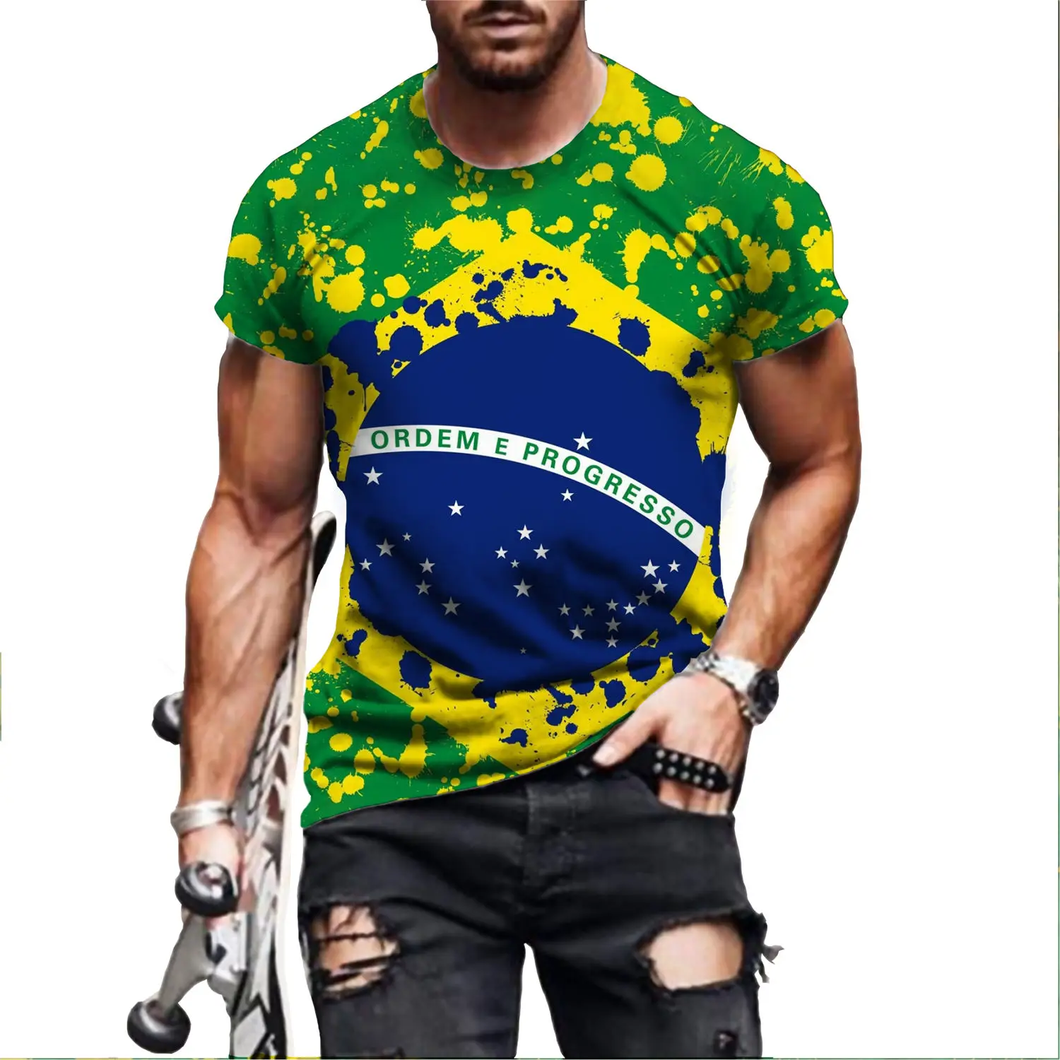 Brazil Flag Hip Hop T Shirt Men Women 3D Printed Oversized T-shirt Harajuku Style Summer Short Sleeve Tee Tops
