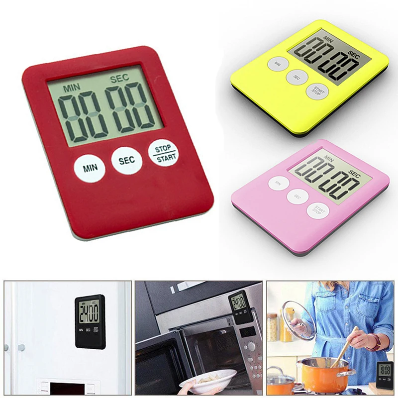 LCD Digital Wall Clock Bathroom Shower Timer 7*5.3*0.9cm ABS