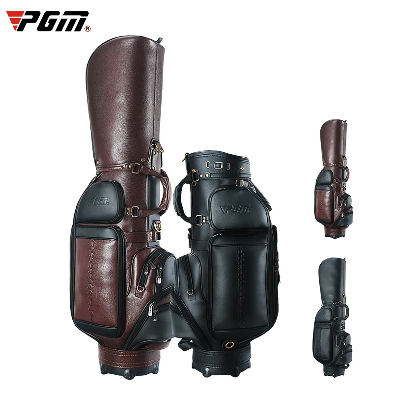 PGM Men's Glof Gun Bag Leather Waterproof Hold Complete Clubs Set Golf Bag Vintage Multifunction Large Capacity Golf Bag for Men