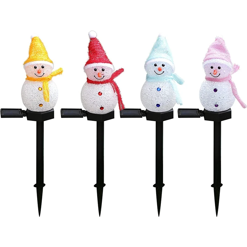 

Рождественские светильники со снеговиком на солнечной батарее, искусственный снеговик, декоративные уличные садовые лампы на колышке, Рождество