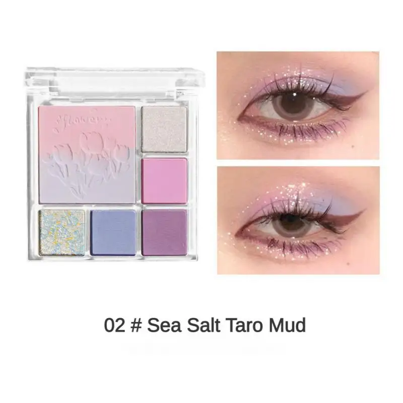 

6 Colors Shimmer Glitter Eyes Shadow Palette Matte Blue Makeup Pink Green Smoky Eyeshadow Cosmetics Pigment Make Up For Women