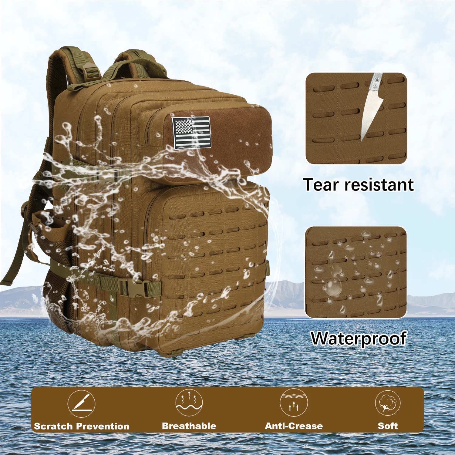 45L 600D Nylon Waterproof Trekking Fishing Hunting Bag Backpack Outdoor Military Rucksacks Tactical Sports Camping Hiking