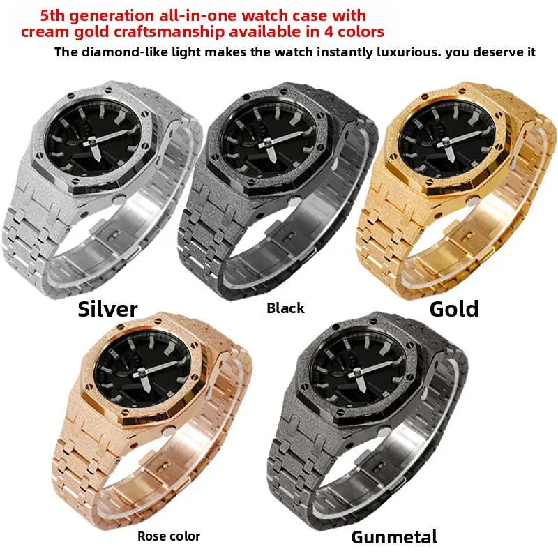 Фото Новый комплект модов Gen5 для Casio GA-2100 GM2100 GMA-S2100, корпус из нержавеющей стали и ремешок для часов | Замена ремешка металлического матового корпуса GA2100 №4