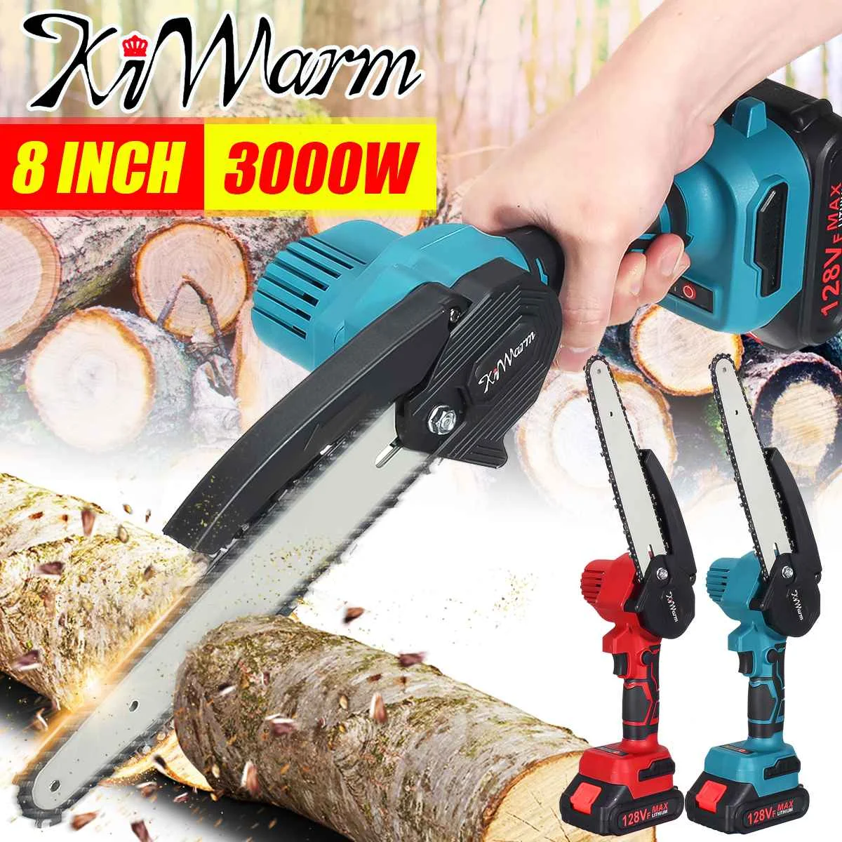 

3000W 8 Inch Cordless Electric Chain Saws Brushless Wood Cutting Pruning ChainSaw Garden Tree Logging Saw For Makita 18V Battery