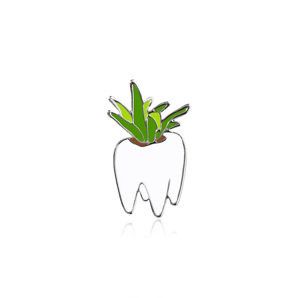 

Harong Innovative Tooth Enamel Pin Lovely Interesting Grass Tooth Brooch Dentist Nurse Medical Student Lapel Badge Gift