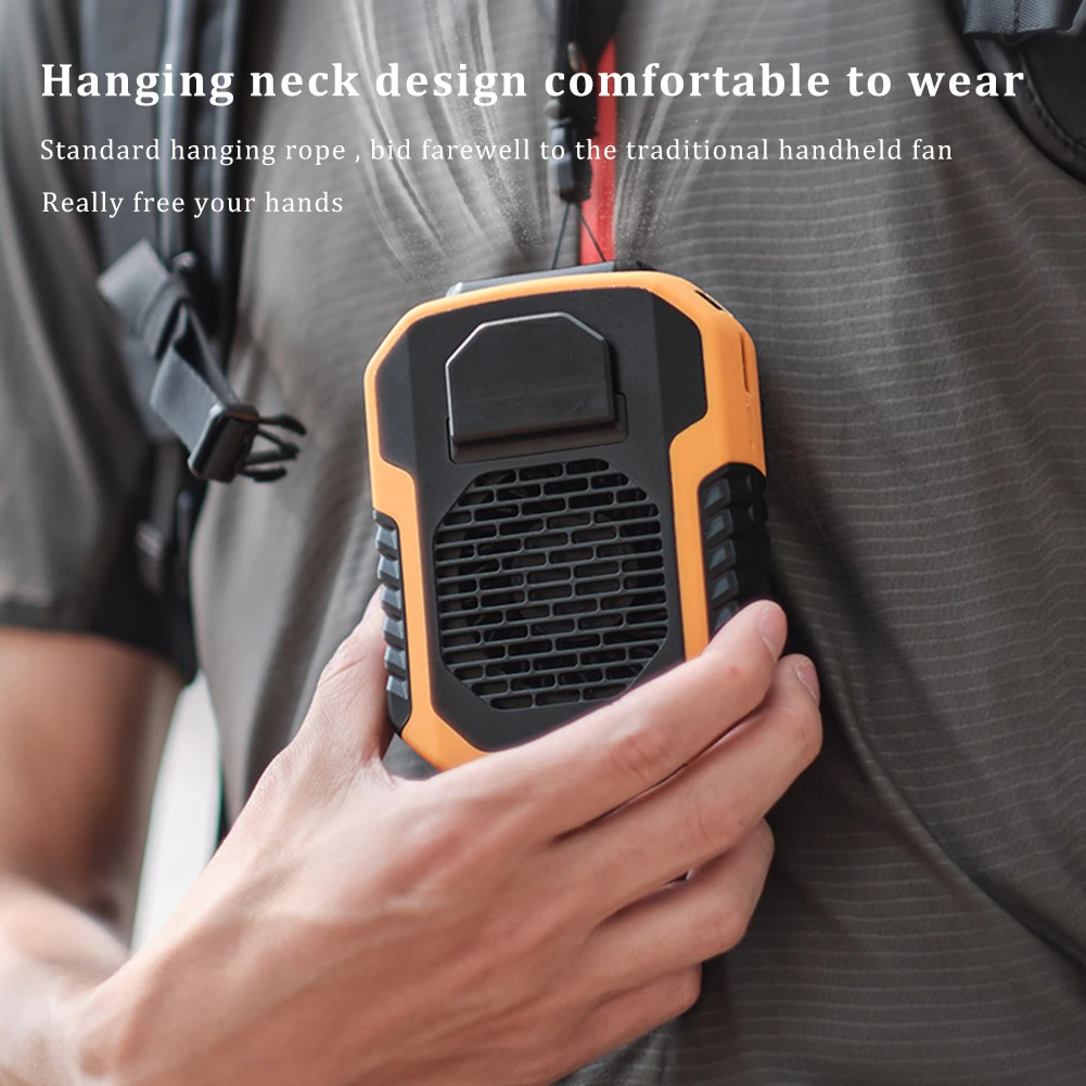 

Portable Waist Clip Fan USB Hanging Necklace Fan Rechargeable 3 Speeds Hands-free Personal Fan Cooling Outdoor Sports Camping