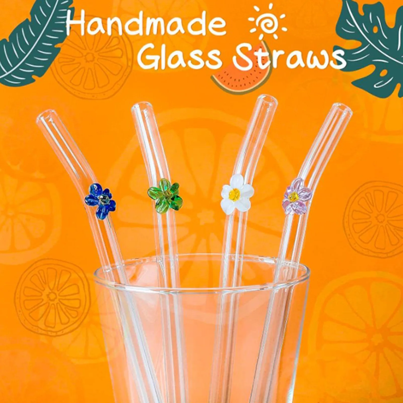 

Reusable Glass Straws Shatter Resistant Drinking Straws With Cleaning Brush For Hot/Cold Drinks Cocktail Milkshake Juice