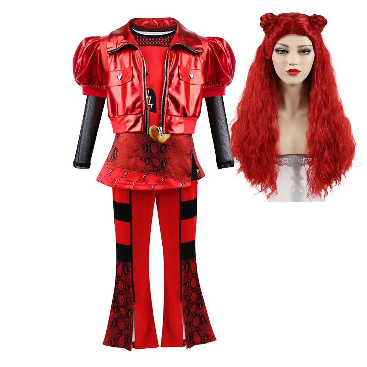 Костюм детский Маленький красный подъем для Хэллоуина парик комплект одежды дня